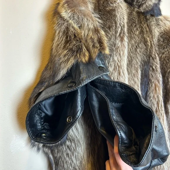 ジャケット・アウター archive raccoon fur leather jacket Men's Autumn Winter Leather Jackets Short Lapel Raccoon Fur